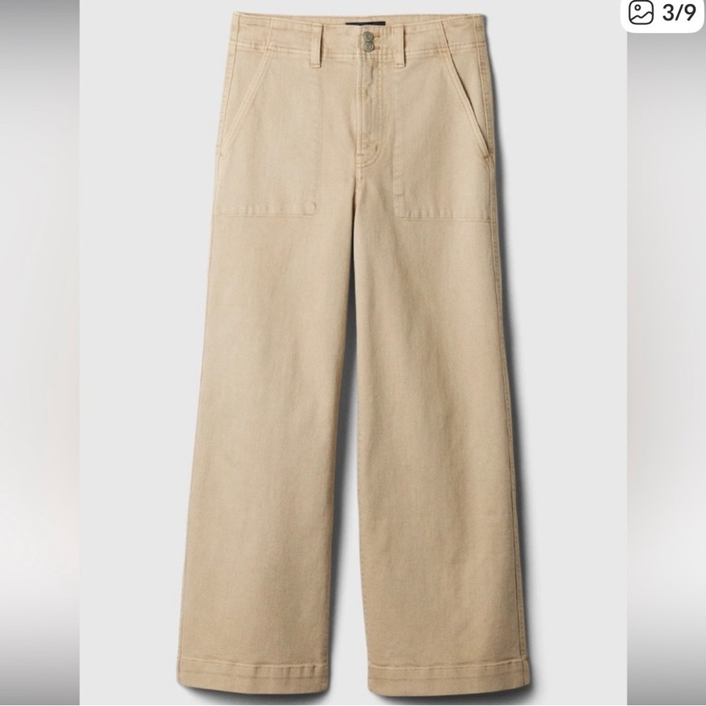 $70 Gap Beige High Waist Wide Leg Cropped Jeans size 29 R/8